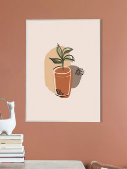 Nestroots - Elegant Green Plant Canvas Art Printed Wall Painting White Floating Frame