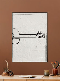 Nestroots - Guitar Drawing Canvas Wall Art Printed Wall Painting Black Floating Frame