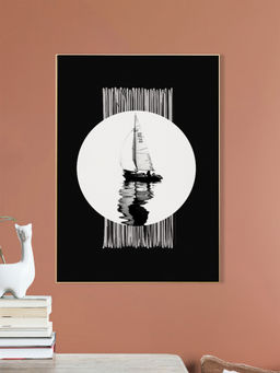 Nestroots - Sailboat Serenity Canvas Wall Art Printed Wall Painting Gold Floating Frame