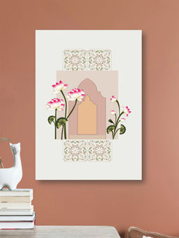 Nestroots - Tranquil Door and Floral Canvas Art Printed Wall Painting Multi-Color Canvas Stretch