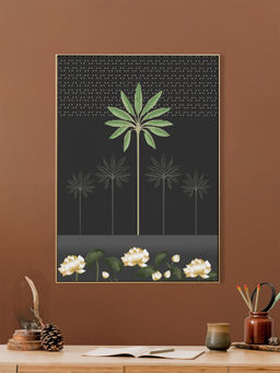 Nestroots - Dynamic Runner Canvas Wall Art Abstract Painting Gold Floating Frame