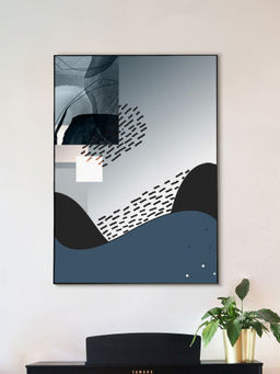 Nestroots - Peaceful Ocean Serenity Canvas Art Abstract Painting Black Floating Frame