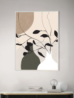 Nestroots - Vibrant Vases Canvas Art Piece Abstract Painting White Floating Frame