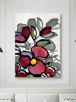 Nestroots - Floral Array Canvas Wall Art Abstract Painting Multi-Color Canvas Stretch