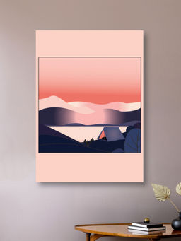 Nestroots - Mountain Sunset Canvas Wall Art Painting Multi-Color Canvas Stretch