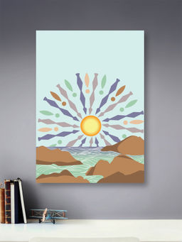 Nestroots - Sun and Sea Canvas Art Wall Painting Multi-Color Canvas Stretch