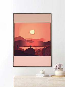 Nestroots - Tranquil Sunset Canvas Wall Art Painting Black Floating Frame