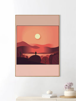 Nestroots - Tranquil Sunset Canvas Wall Art Painting Gold Floating Frame