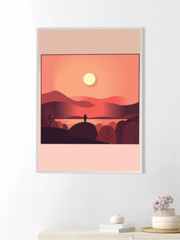 Nestroots - Tranquil Sunset Canvas Wall Art Painting White Floating Frame