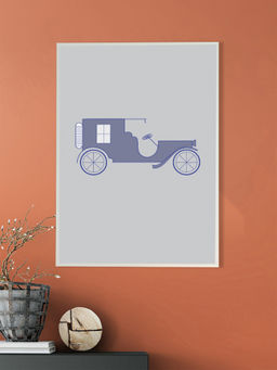 Nestroots - Purple Vintage Car Abstract Canvas Art Printed Wall Painting White Floating Frame