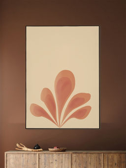 Nestroots - Vibrant Pink and Orange Flower Print Canvas Art Wall Painting Black Floating Frame