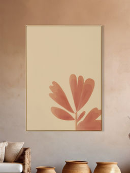 Nestroots - Bright Pink and Orange Flower Print Canvas Art Wall Painting Gold Floating Frame