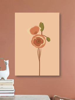 Nestroots - Bright Pink and Orange Floral Print Canvas Art Wall Painting Multi-Color Canvas Stretch