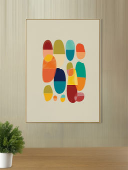 Nestroots - Vibrant Colors in Harmony Wall Painting Gold Floating Frame