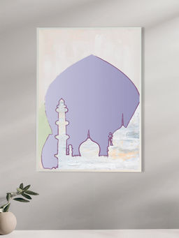 Nestroots - Beautiful Islamic Tomb Wall Painting White Floating Frame