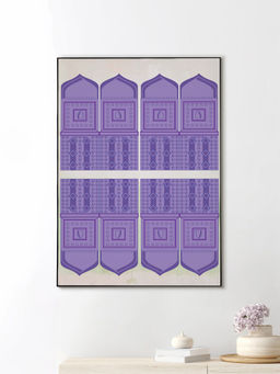 Nestroots - Islamic Multi Tomb Wall Painting Canvas Black Floating Frame