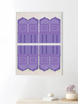 Nestroots - Islamic Multi Tomb Wall Painting Canvas White Floating Frame