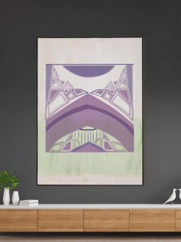 Nestroots - Vibrant Purple And Green Art Canvas Wall Painting Black Floating Frame