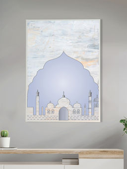 Nestroots - Serene Blue Mosque Wall Art Wall Painting White Floating Frame