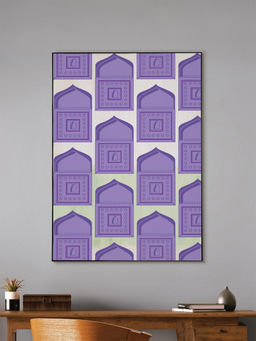 Nestroots - Purple Square Pattern Art Canvas Wall Painting Black Floating Frame