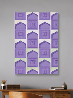 Nestroots - Purple Square Pattern Art Canvas Wall Painting Multi-Color Canvas Stretch