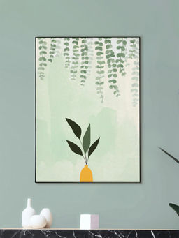 Nestroots - Vibrant Green Wall Art Decor Canvas Wall Painting Black Floating Frame