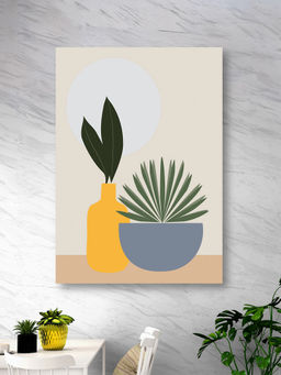 Nestroots - Graceful Plant And Elegant Vase Canvas Wall Painting Multi-Color Canvas Stretch
