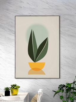 Nestroots - Elegant Plant In Bowl Decor Canvas Wall Painting Black Floating Frame