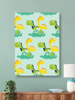 Nestroots - Colorful Dinosaur Pattern Canvas Art Canvas Wall Painting Multi-Color Canvas Stretch
