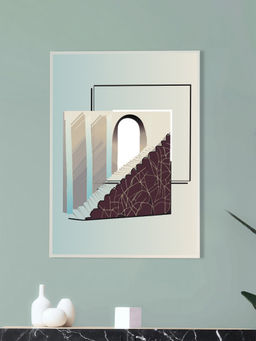 Nestroots - Intriguing Doorway Staircase Canvas Art Printed Wall Painting White Floating Frame