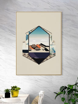 Nestroots - Captivating Mountain Range Canvas Art Printed Wall Painting Gold Floating Frame