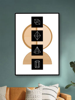 Nestroots - Sophisticated Black and Gold Art Abstract Printed Wall Painting Multi-Color Canvas Stretch