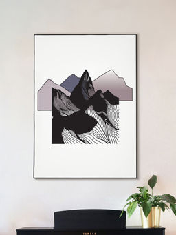 Nestroots - Black and Purple Mountain Canvas Printed Wall Painting Black Floating Frame