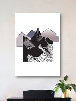 Nestroots - Black and Purple Mountain Canvas Printed Wall Painting Multi-Color Canvas Stretch