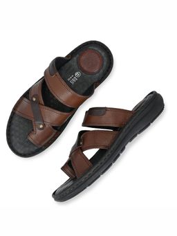 Valentino - Men Premium Leather Brown Casual Slipper