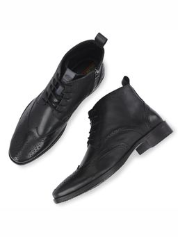 Valentino - Men Premium Leather Side Zipper and Lace-Up Boot