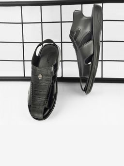 Valentino - Men Faux Leather Black Closed-Toe Comfort Sandals