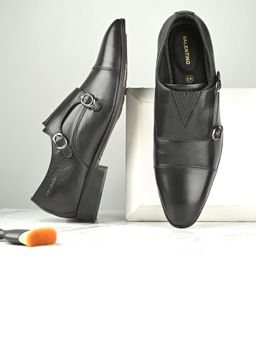 Valentino - Men Premium Leather Double Strap Formal Monk Shoes
