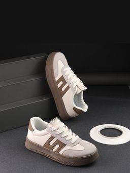 Valentino - Women Chunky Beige Lace-Up Sneakers