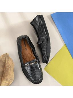 Valentino - Women Black Premium Leather Formal Slip On Flexible Loafer