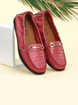 Valentino - Women Premium Leather Red Formal Slip On Flexible Loafer