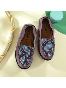 Valentino - Women Premium Leather Purple Slip On Flexible Loafer