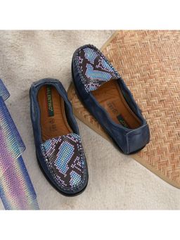 Valentino - Women Premium Leather Navy Slip On Flexible Loafer