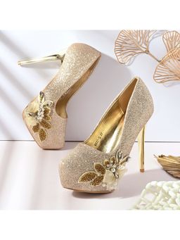 Valentino - Women Golden Glitter Stiletto Pumps
