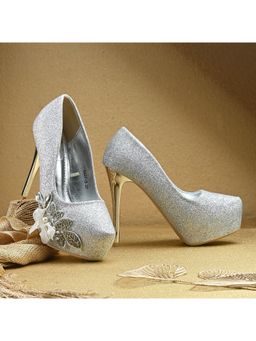 Valentino - Women Silver Glitter Stiletto Pumps