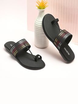 Valentino - Women Black Stylish Kolhapur Flats