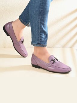 Valentino - Women Purple Premium Leather Loafers