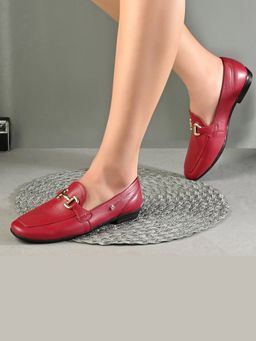 Valentino - Women Red Premium Leather Loafers