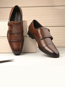 Valentino - Men Premium Leather Double Strap Formal Monk Shoes