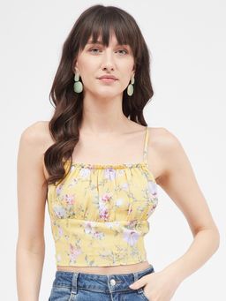 Kibo - Yellow Polyester Crop Top